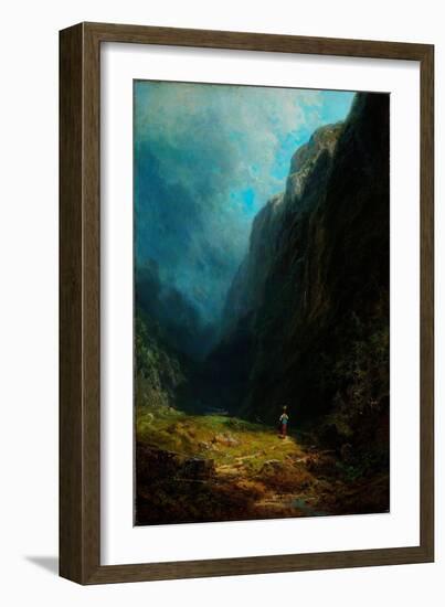 Paysage De Haute Vallee Alpine  Vue Du Mont Wendelstein Allemagne (In the Alpine High Valley Lands-Carl Spitzweg-Framed Giclee Print