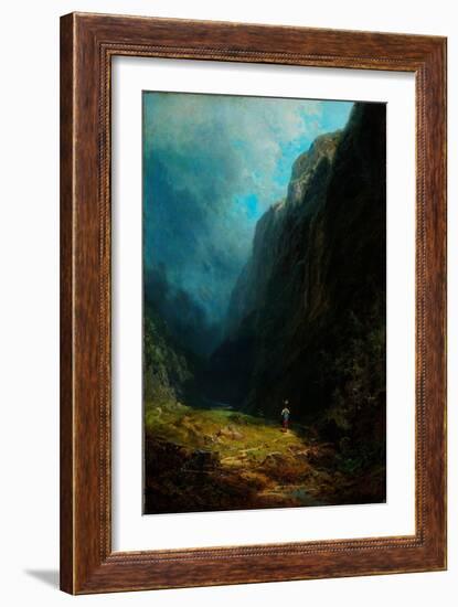 Paysage De Haute Vallee Alpine  Vue Du Mont Wendelstein Allemagne (In the Alpine High Valley Lands-Carl Spitzweg-Framed Giclee Print