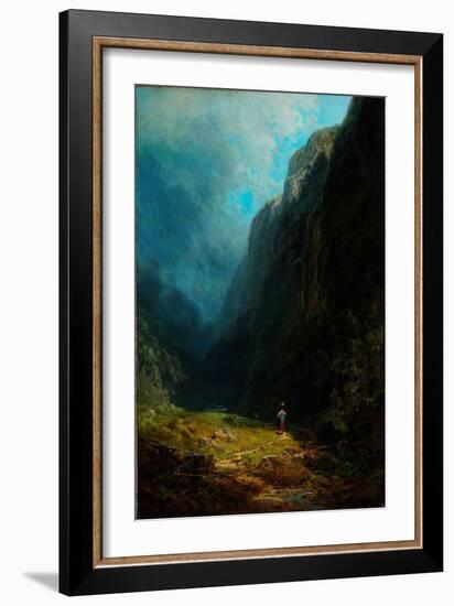 Paysage De Haute Vallee Alpine  Vue Du Mont Wendelstein Allemagne (In the Alpine High Valley Lands-Carl Spitzweg-Framed Giclee Print