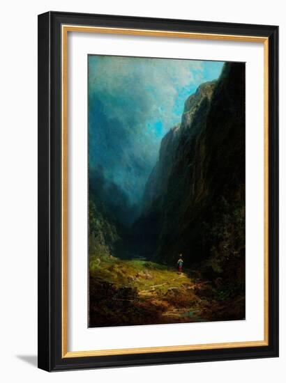 Paysage De Haute Vallee Alpine  Vue Du Mont Wendelstein Allemagne (In the Alpine High Valley Lands-Carl Spitzweg-Framed Giclee Print