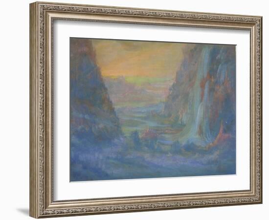 Paysage de montagne avec cascade au soleil couchant-François Garas-Framed Giclee Print