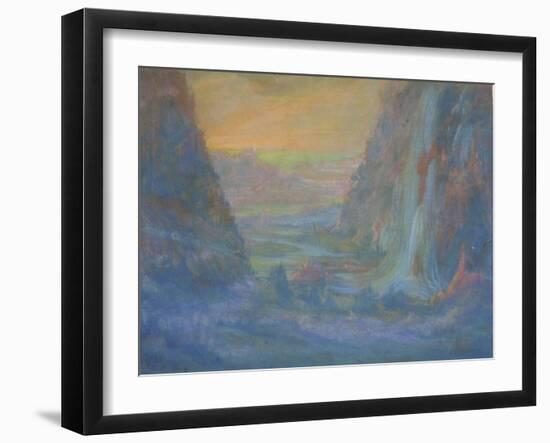 Paysage de montagne avec cascade au soleil couchant-François Garas-Framed Giclee Print