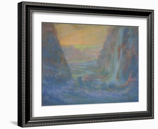 Paysage de montagne avec cascade au soleil couchant-François Garas-Framed Giclee Print