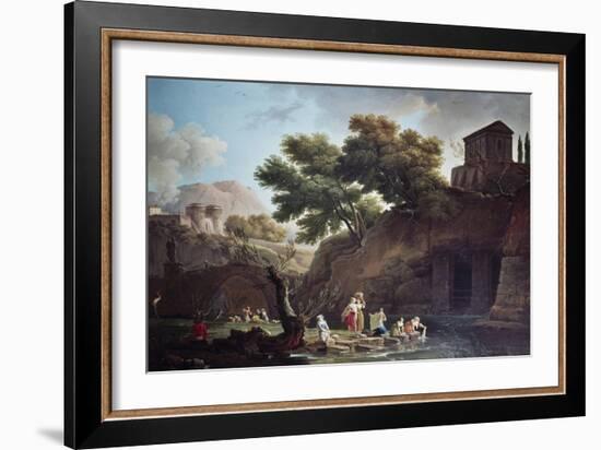 Paysage Marine Blanchisseuses-Claude Joseph Vernet-Framed Giclee Print