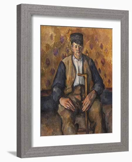 Paysan assis-Paul Cézanne-Framed Giclee Print