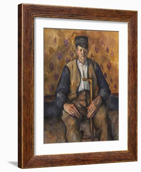 Paysan assis-Paul Cézanne-Framed Giclee Print