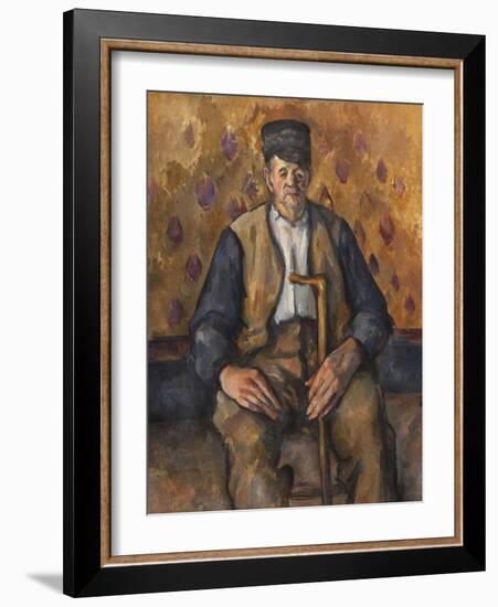 Paysan assis-Paul Cézanne-Framed Giclee Print