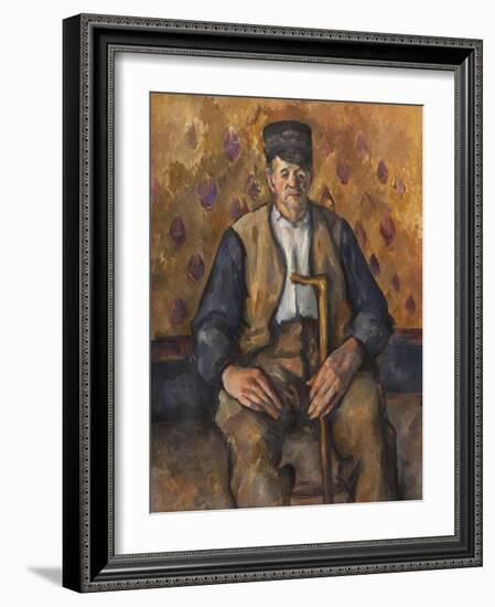 Paysan assis-Paul Cézanne-Framed Giclee Print