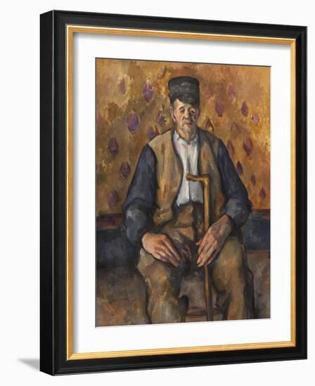 Paysan assis-Paul Cézanne-Framed Giclee Print