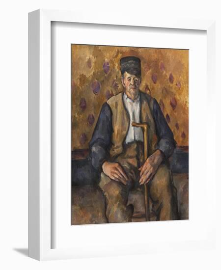 Paysan assis-Paul Cézanne-Framed Giclee Print