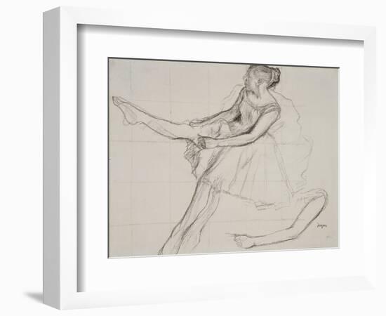 Pd.23-1978 Dancer Adjusting Her Tights, C.1880-Edgar Degas-Framed Giclee Print