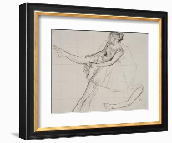 Pd.23-1978 Dancer Adjusting Her Tights, C.1880-Edgar Degas-Framed Giclee Print