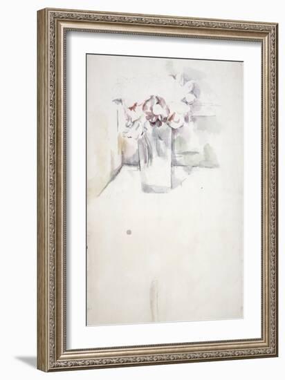 Pd.6-1966V Vase of Flowers on a Window Ledge, C.1890-Paul Cézanne-Framed Giclee Print