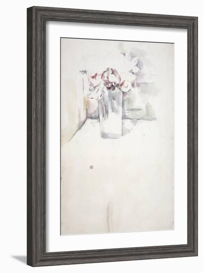 Pd.6-1966V Vase of Flowers on a Window Ledge, C.1890-Paul Cézanne-Framed Giclee Print