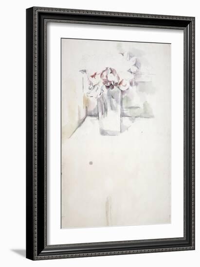 Pd.6-1966V Vase of Flowers on a Window Ledge, C.1890-Paul Cézanne-Framed Giclee Print