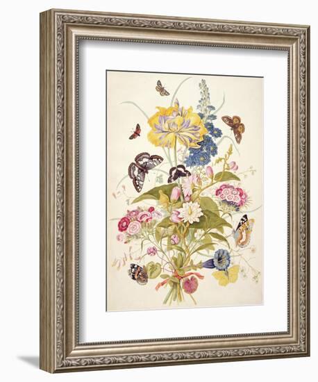 Pd.912-1973 Still Life of Flowers Including a Parrot Tulip, Larkspur, Sweet William, Gentian and…-Thomas Robins-Framed Premium Giclee Print