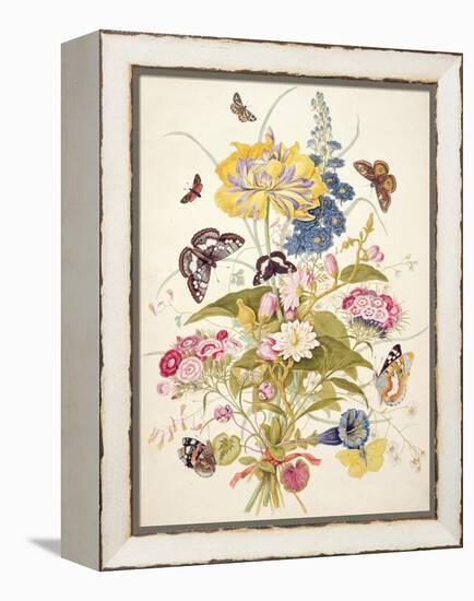 Pd.912-1973 Still Life of Flowers Including a Parrot Tulip, Larkspur, Sweet William, Gentian and…-Thomas Robins-Framed Premier Image Canvas