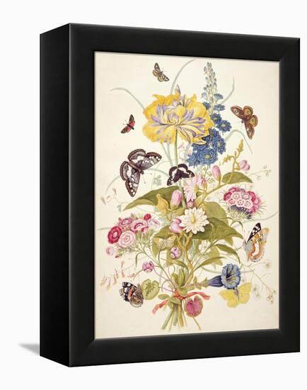 Pd.912-1973 Still Life of Flowers Including a Parrot Tulip, Larkspur, Sweet William, Gentian and…-Thomas Robins-Framed Premier Image Canvas