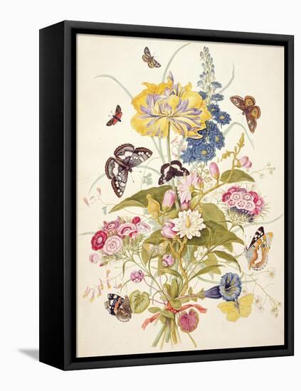 Pd.912-1973 Still Life of Flowers Including a Parrot Tulip, Larkspur, Sweet William, Gentian and…-Thomas Robins-Framed Premier Image Canvas