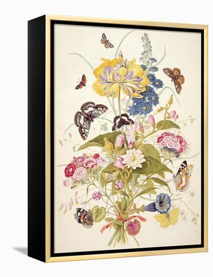 Pd.912-1973 Still Life of Flowers Including a Parrot Tulip, Larkspur, Sweet William, Gentian and…-Thomas Robins-Framed Premier Image Canvas