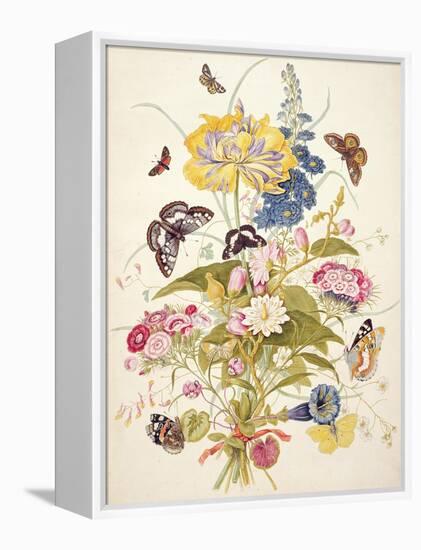 Pd.912-1973 Still Life of Flowers Including a Parrot Tulip, Larkspur, Sweet William, Gentian and…-Thomas Robins-Framed Premier Image Canvas