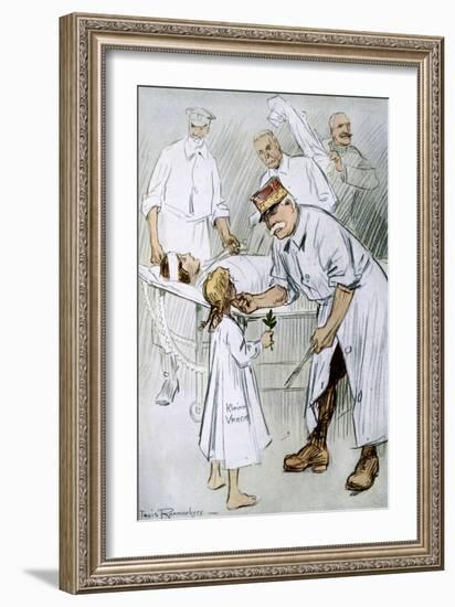 'Peace and Intervention: German Militarism on the Allies Operating Table', 1916-Louis Raemaekers-Framed Giclee Print