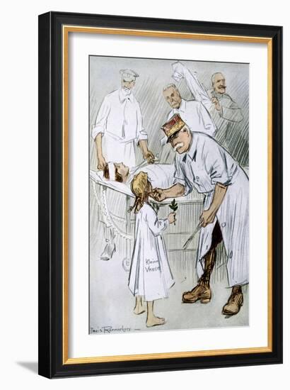 'Peace and Intervention: German Militarism on the Allies Operating Table', 1916-Louis Raemaekers-Framed Giclee Print