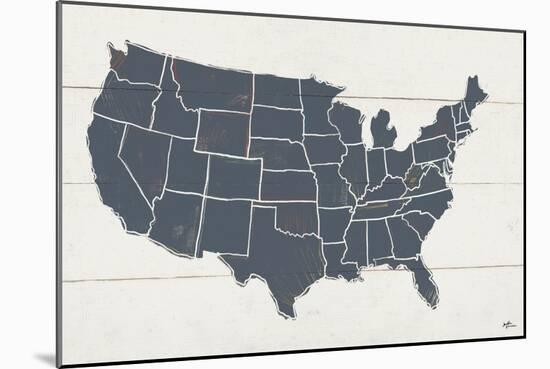 Peace and Lodge USA Map Gray-Janelle Penner-Mounted Art Print