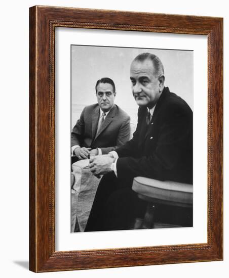 Peace Corp. Head Sargent R. Shriver Jr. and President Lyndon B. Johnson-John Dominis-Framed Photographic Print