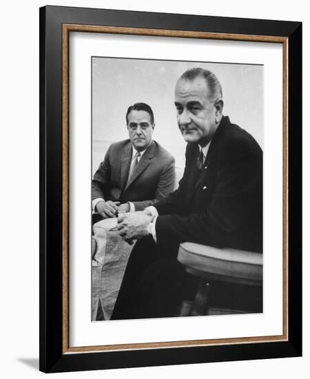 Peace Corp. Head Sargent R. Shriver Jr. and President Lyndon B. Johnson-John Dominis-Framed Photographic Print