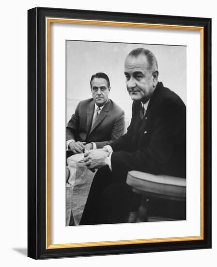 Peace Corp. Head Sargent R. Shriver Jr. and President Lyndon B. Johnson-John Dominis-Framed Photographic Print