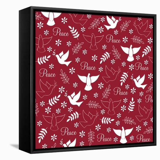 Peace Doves on Red-Elizabeth Caldwell-Framed Premier Image Canvas