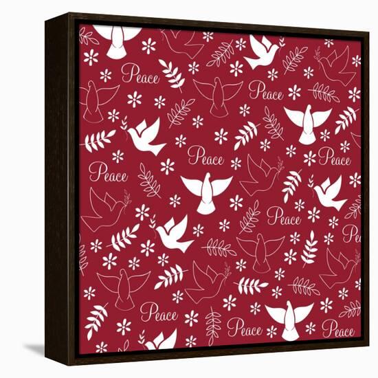 Peace Doves on Red-Elizabeth Caldwell-Framed Premier Image Canvas