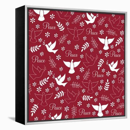 Peace Doves on Red-Elizabeth Caldwell-Framed Premier Image Canvas