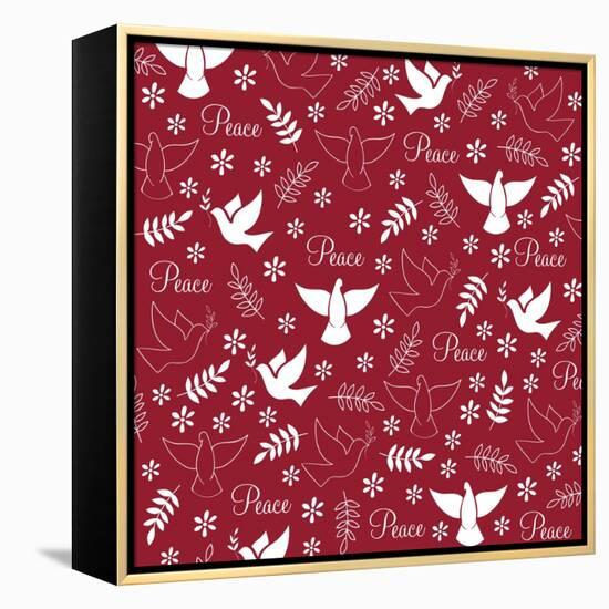 Peace Doves on Red-Elizabeth Caldwell-Framed Premier Image Canvas