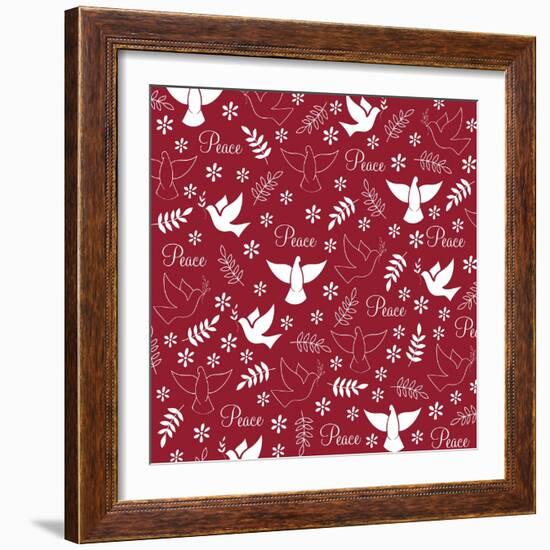 Peace Doves on Red-Elizabeth Caldwell-Framed Giclee Print