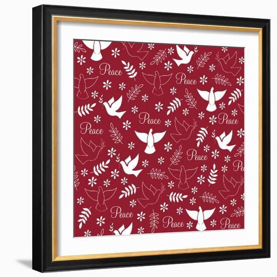 Peace Doves on Red-Elizabeth Caldwell-Framed Giclee Print