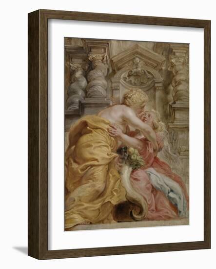 Peace Embracing Plenty, 1633-34-Peter Paul Rubens-Framed Giclee Print