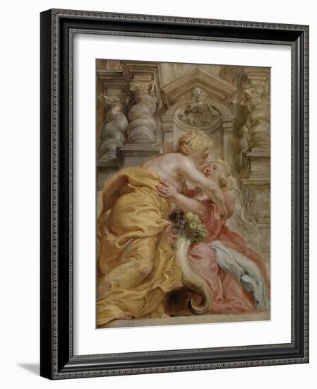 Peace Embracing Plenty, 1633-34-Peter Paul Rubens-Framed Giclee Print