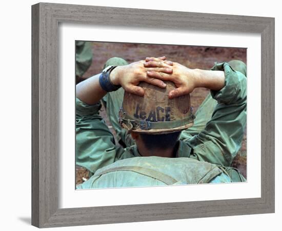 Peace Helmet-Associated Press-Framed Premium Photographic Print