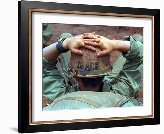 Peace Helmet-Associated Press-Framed Premium Photographic Print