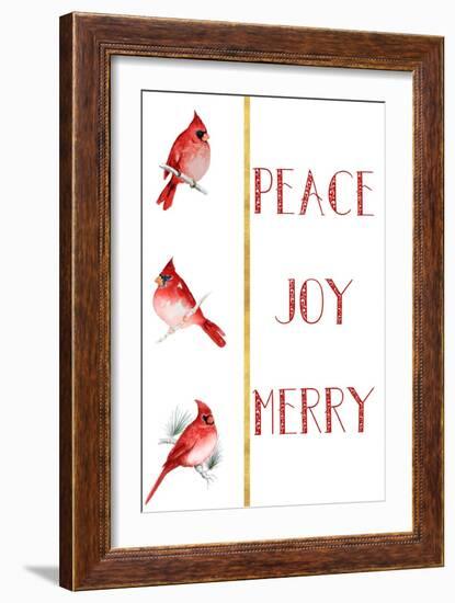 Peace Joy Merry Cardinals-Janice Gaynor-Framed Art Print