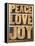 Peace, Love and Joy Word Abstract-PixelsAway-Framed Stretched Canvas