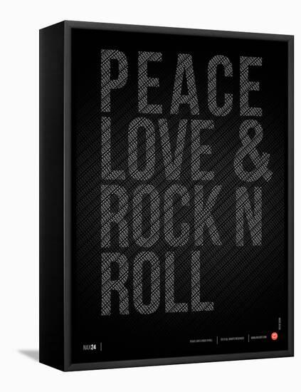 Peace Love and Rock N Roll Poster-NaxArt-Framed Stretched Canvas