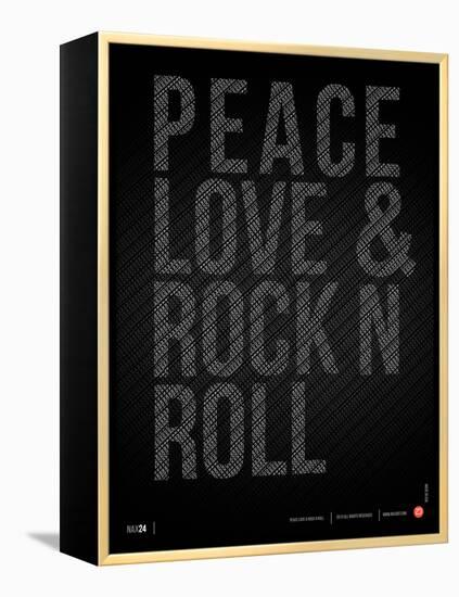 Peace Love and Rock N Roll Poster-NaxArt-Framed Stretched Canvas