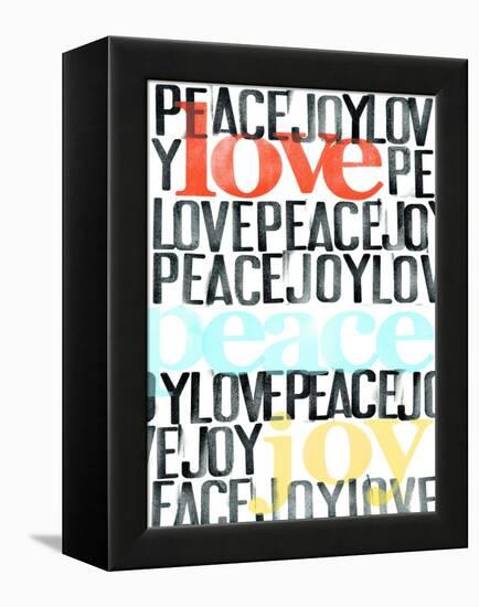 Peace, Love, Joy I-Deborah Velasquez-Framed Stretched Canvas