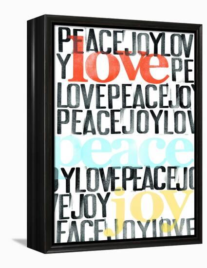 Peace, Love, Joy I-Deborah Velasquez-Framed Stretched Canvas