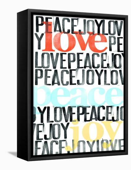 Peace, Love, Joy I-Deborah Velasquez-Framed Stretched Canvas