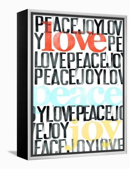 Peace, Love, Joy I-Deborah Velasquez-Framed Stretched Canvas