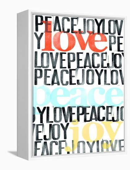 Peace, Love, Joy I-Deborah Velasquez-Framed Stretched Canvas